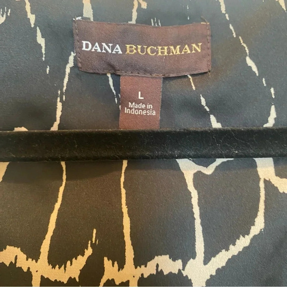 Dana Buchman Women’s Sleeveless Chain Neck Blouse Blk/Beige Silky Feel Large EUC - Picture 8 of 10